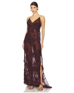 Mirror Palais Feather Bias Dress - Purple