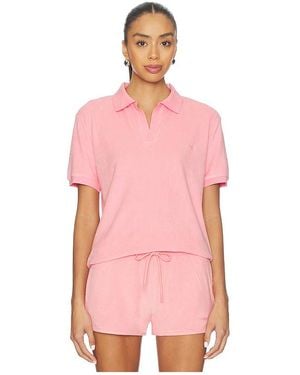 Hunza G Towelling Embroidered Polo En Color Rosado Talla (También En M, S)