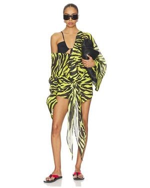 The Attico Zebra Wrap Mini Dress - Green