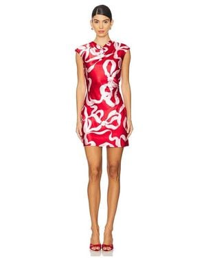 Kitri Hessa Ruched Satin Mini Dress - Red