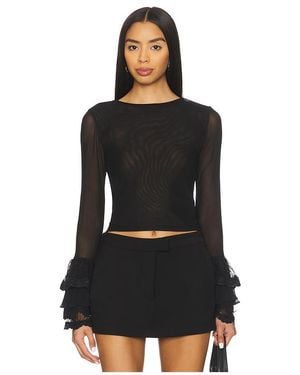 Alice + Olivia Top Manga Larga Delaina En Color Negro Talla (También En M, S, Xs)