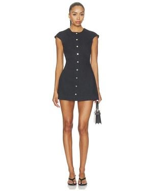 Matthew Bruch Cap Sleeve Denim Mini Dress - Black