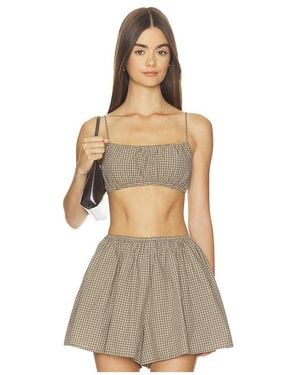 Enza Costa Japanese Mini Plaid Bralette - Natural