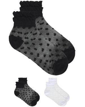 Stems Pippa Ruffle Dot Socks Pack Of 2 - Black