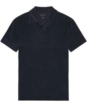 Club Monaco Loop Terry Johnny Collar Polo - Blue