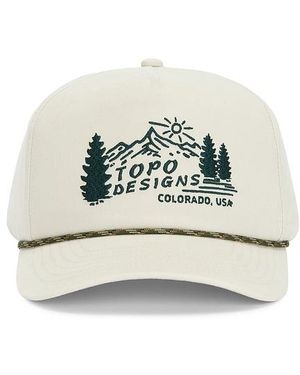 Topo Mountain Scene Twill Rope Cap - White