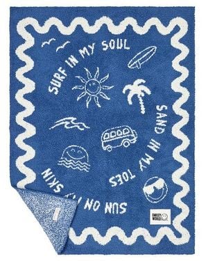 Barefoot Dreams Manta Cozychic Smileyworld Surf En Color Azul Talla