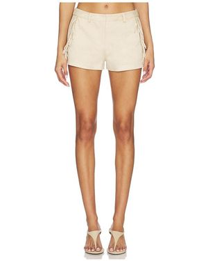 SNDY'S Wes Faux Suede Fringe Short - White