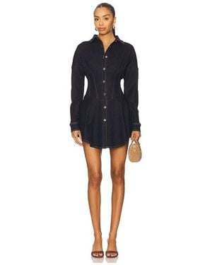OW Collection Ella Denim Shirt Dress - Black