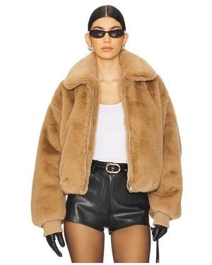 GOOD AMERICAN Faux Fur Collared Coat - Blue