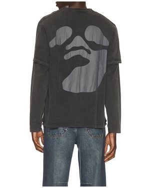 Off-White c/o Virgil Abloh Swimming Face Overlap Long Sleeve Tee - Black