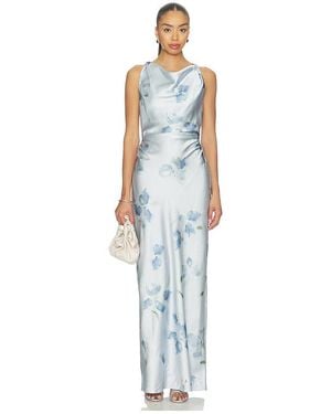 Vince Petal Blur Twist Shoulder Cowl Neck Dress - White