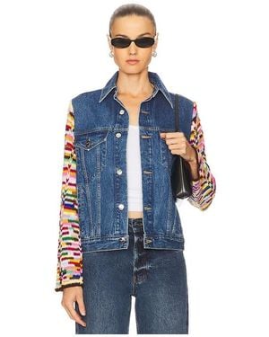 Monse Crochet Sleeves Denim Jacket - Blue