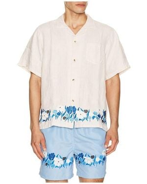 Bather Pearl Lawn Linen Camp Shirt - White