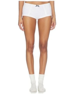 HOMMEGIRLS Short Tipo Bóxer Acanalado En Color Crema Talla (También En M, S, Xs) - Blanco