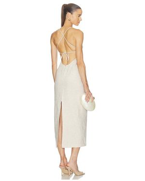 Camila Coelho Malena Linen Midi Dress - White