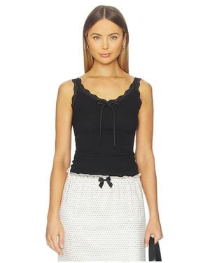 Tanner Fletcher Flo Lace Trim Tank Top - Black