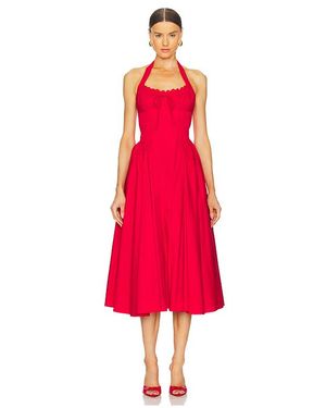 Line & Dot Abbott Halter Midi Dress - Red