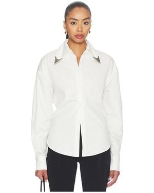 Markgong Tie-Back Shirt With Metallic Pointed Collar - White