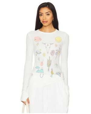 Lauren Moshi Mckinley Dessert Vibes Fitted Thermal Top - White