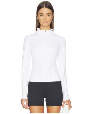 Halfdays Julie Ribbed 1/4 Zip Top - White