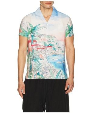 Vintage Summer Resort-Shirt Textured - Blau