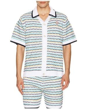 CASABLANCA Tuck Stitch Short Sleeve Shirt - White