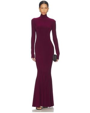 Norma Kamali Langärmliges Fischgrätabendkleid Mit Rollkragen - Lila