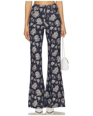 YUHAN WANG Rose Jacquard Trousers - Blau