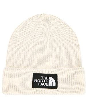 The North Face Logo Box Cuffed Beanie - White