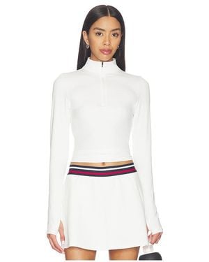 Splits59 Stevie Active Rib Half Zip Waist Length Top - White