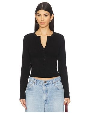 Bobi Slim Placket Tee - Black