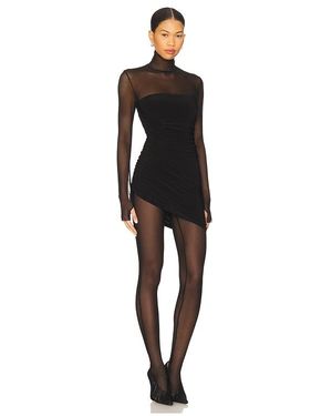 green emerald velvet dress Norma Kamali Long Sleeve Turtleneck Pickleball Dress - Black