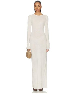 Skims Sheer Cashmere Long Sleeve Maxi Dress - White