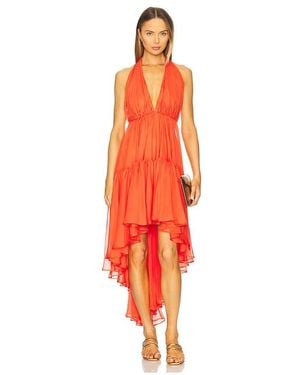 Bardot Leona High Low Ruffle Dress - Orange