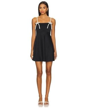 Alice + Olivia Morgan Babydoll Mini Dress With Bow Dtl - Black
