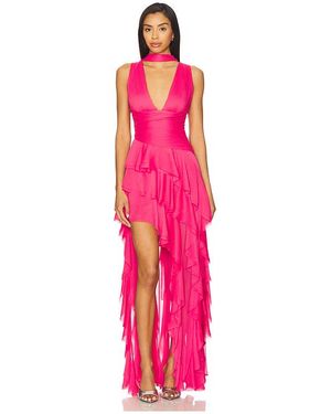Alice + Olivia Holly Ruffle Maxi Dress With Scarf - Pink