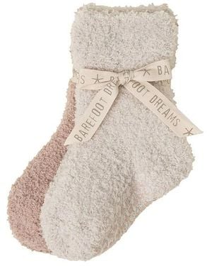 Barefoot Dreams Cozychic Toddler 2 Pack Socks With Grippers - Natural