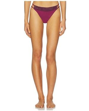 Leslie Amon Garis Trim Bikini Bottom - Red