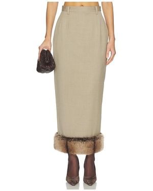 Mimchik Faux Fur Trimmed Rosie Skirt - Natural