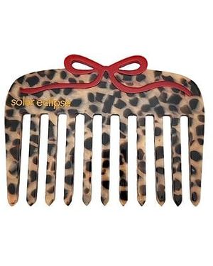 Solar Eclipse Hand-Painted Leopard Bow Pocket Hair Comb En Color Belleza: Na Talla - Rojo