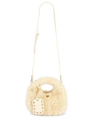Ganni Mini Fur Hobo Bag - Natural