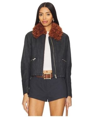 Free People X Revolve Jayce Faux Leather Jacket With Faux Fur Trim - Black