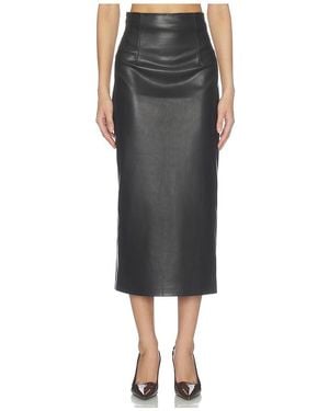 Enza Costa Leather High Waist Curve Skirt - Black