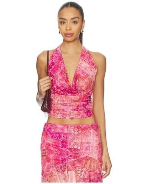 Runaway the Label Emery Cowl Halter Top - Pink