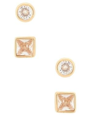 Ettika Classic Pairs Crystal Stud Set - White
