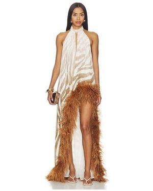 Bronx and Banco Madeline Zebra Halterneck Gown - Natural