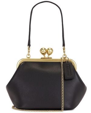 COACH Glovetanned Leather Kisslock Frame Bag - Black