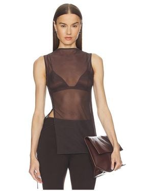 Jade Cropper Sheer Sleeveless Top - Brown