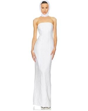 Helsa Linen Strapless Maxi Dress - White